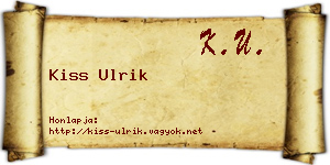 Kiss Ulrik névjegykártya